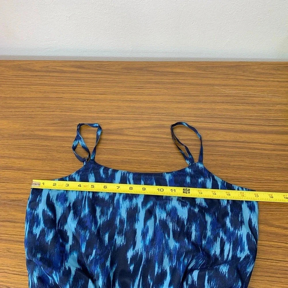 Calvin Klein Dress Small Blue Watercolor Cinched Sleeveless Above Knee Vacation - Picture 7 of 10